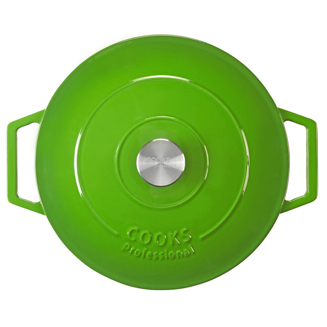 Cooks Professional 28cm Shallow Cast Iron Casserole | Graduated Green