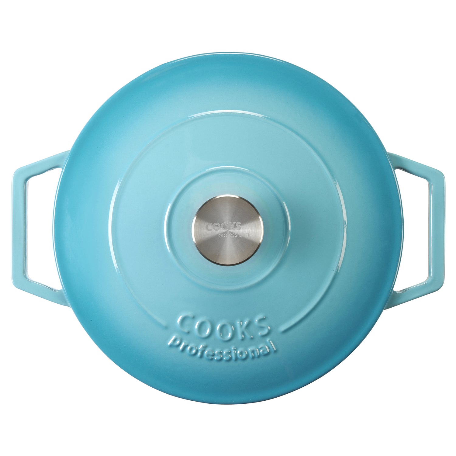 Cooks Professional Set of 3 Cast Iron Casserole | 20cm, 26cm and 28cm | Graduated Blue