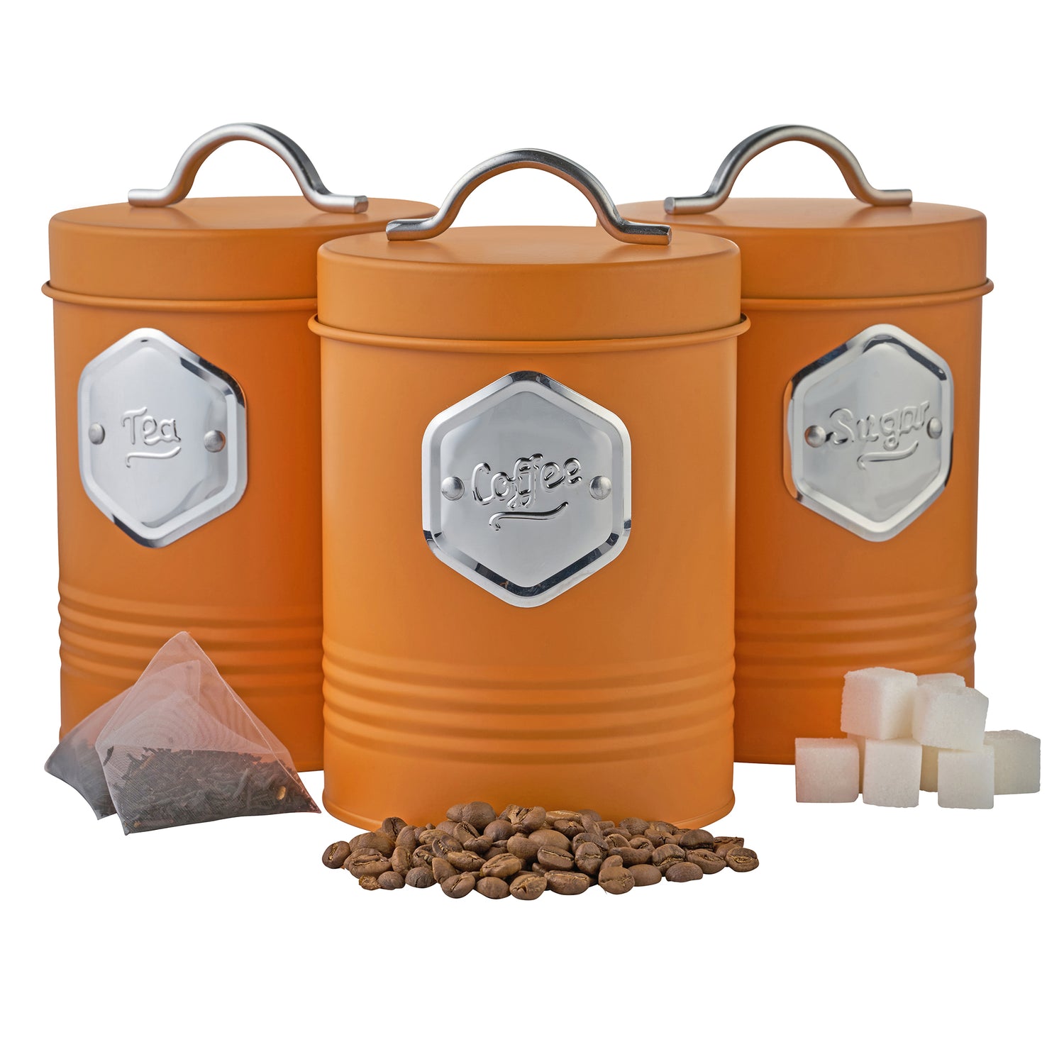 Cooks Professional 3 Piece Kitchen Storage Set | Orange / Silver
