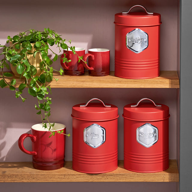 Cooks Professional 3 Piece Kitchen Storage Set | Red / Silver