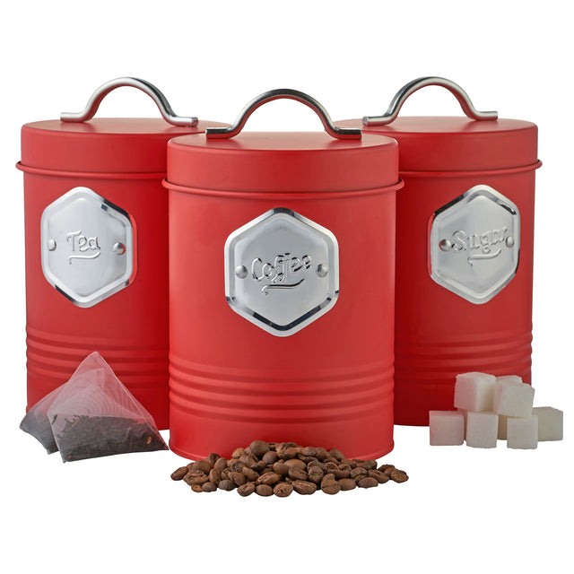 Cooks Professional 3 Piece Kitchen Storage Set | Red / Silver