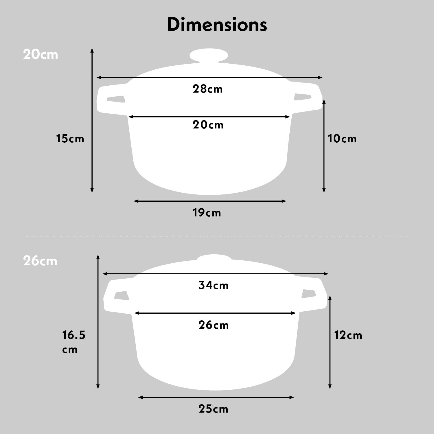 Cooks Professional Set of 2 Cast Iron Casserole | 20cm and 26cm | Graduated Teal