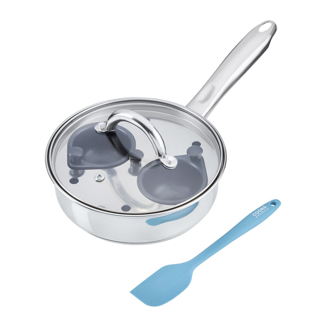 Cooks Professional 2 Cup Stainless Steel Egg Poacher Pan with Spatula