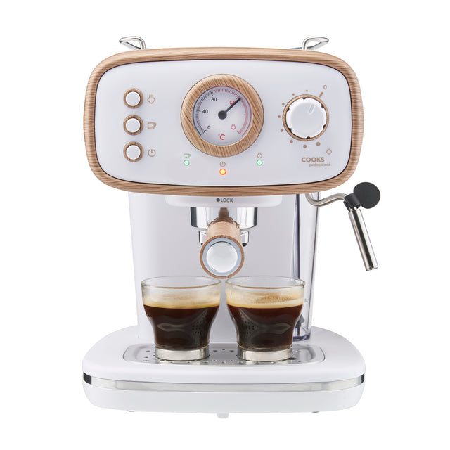 Cooks Professional Retro Espresso Machine | Nordic White