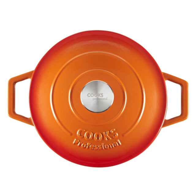 Cooks Professional 20cm Cast Iron Casserole | Orange