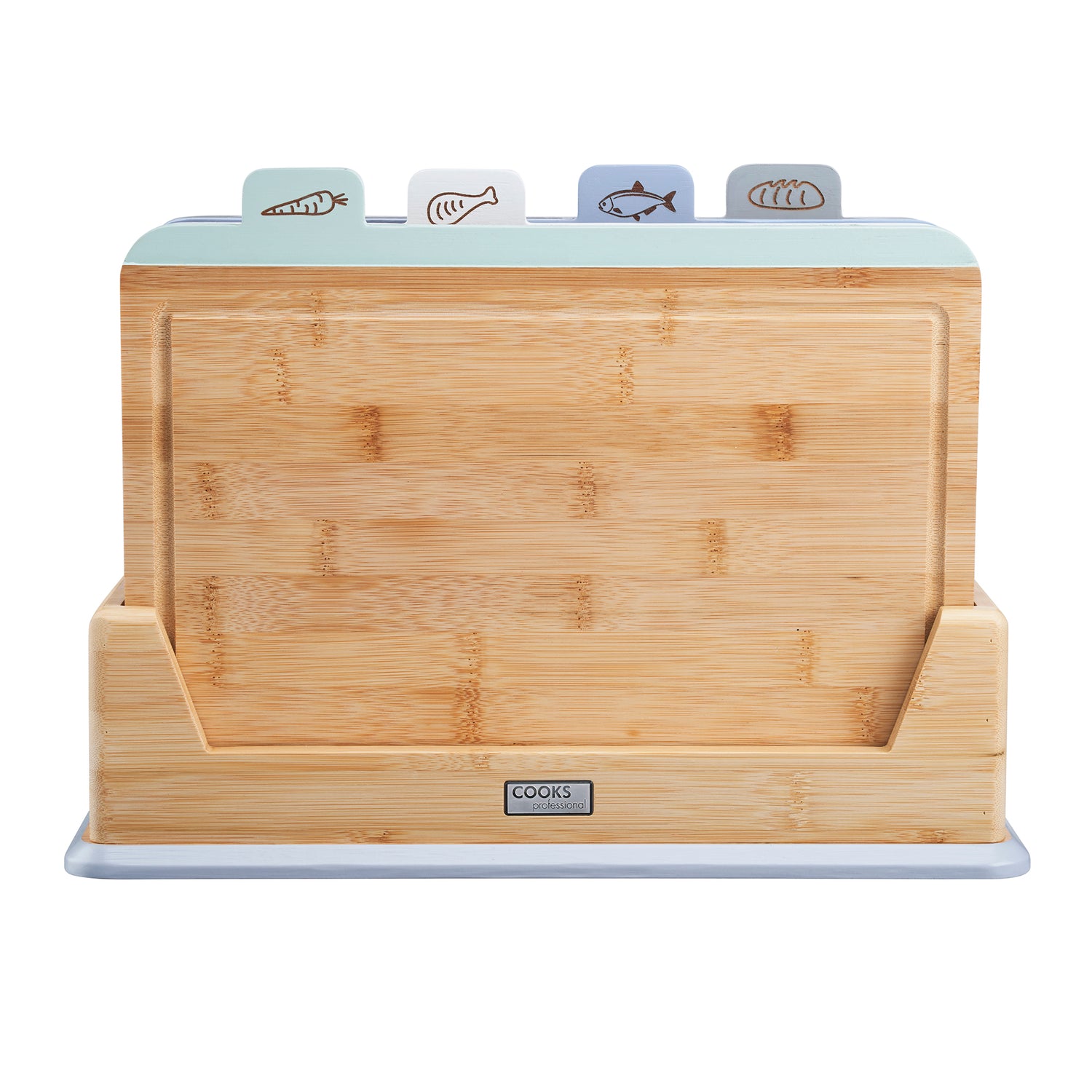 Cooks Professional 4 Piece Bamboo Index Chopping Board Set | Multi-Coloured