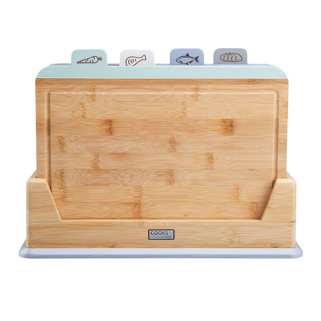 Cooks Professional 4 Piece Bamboo Index Chopping Board Set | Multi-Coloured