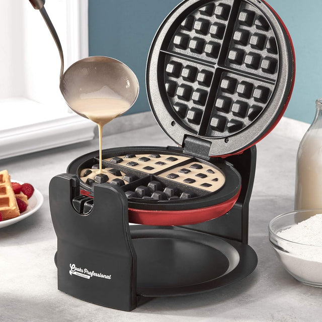 Cooks Professional Rotary Waffle Maker | Red