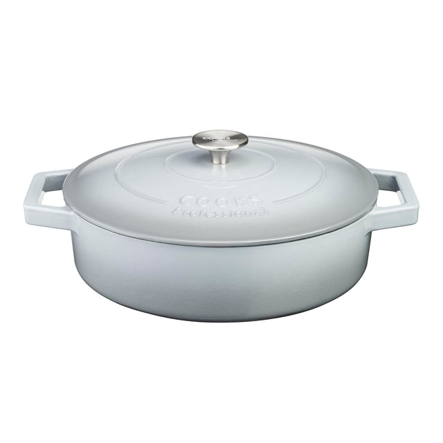 Cooks Professional 28cm Shallow Cast Iron Casserole | Graduated Grey