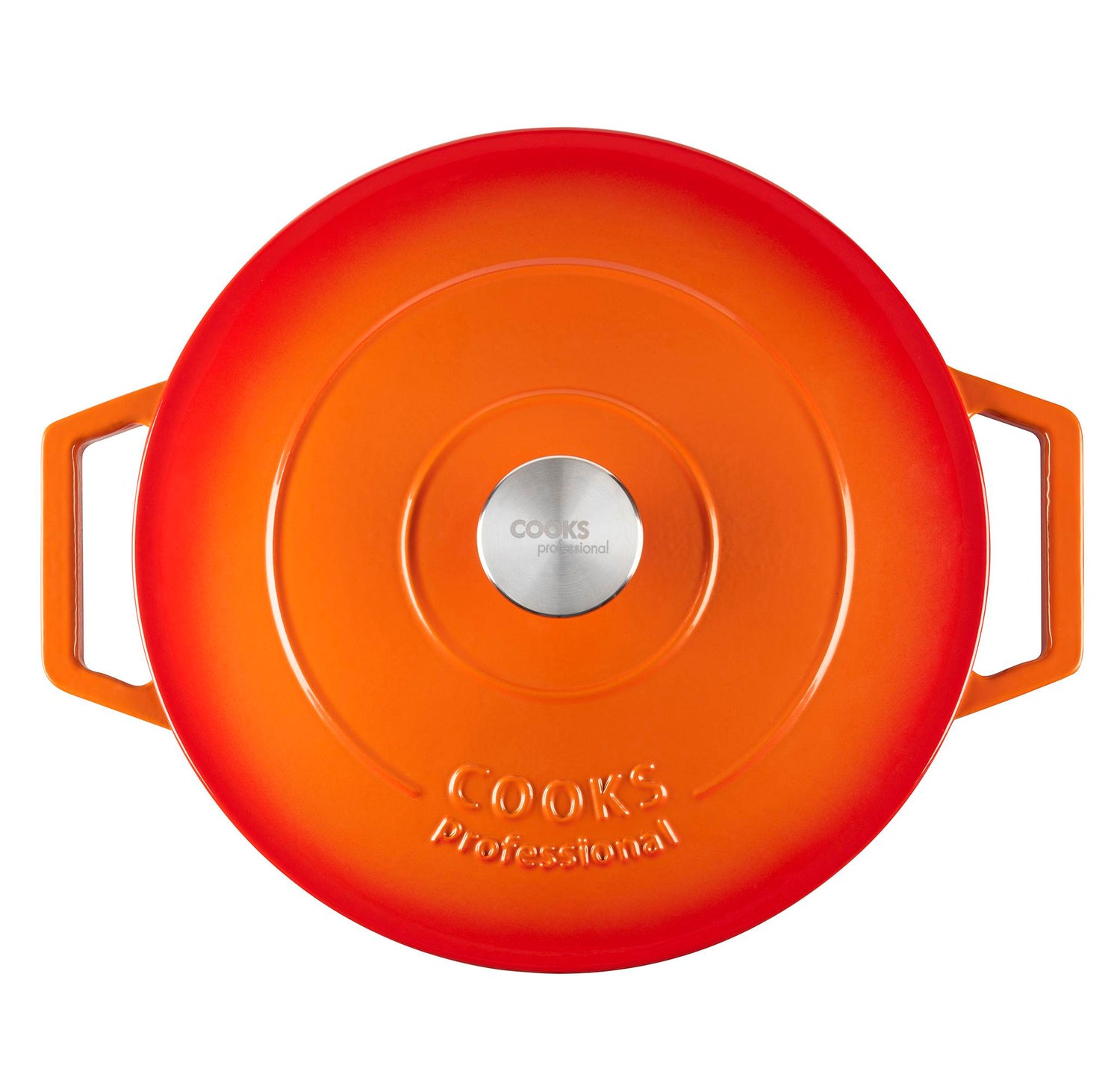 Cooks Professional 28cm Shallow Cast Iron Casserole | Graduated Orange