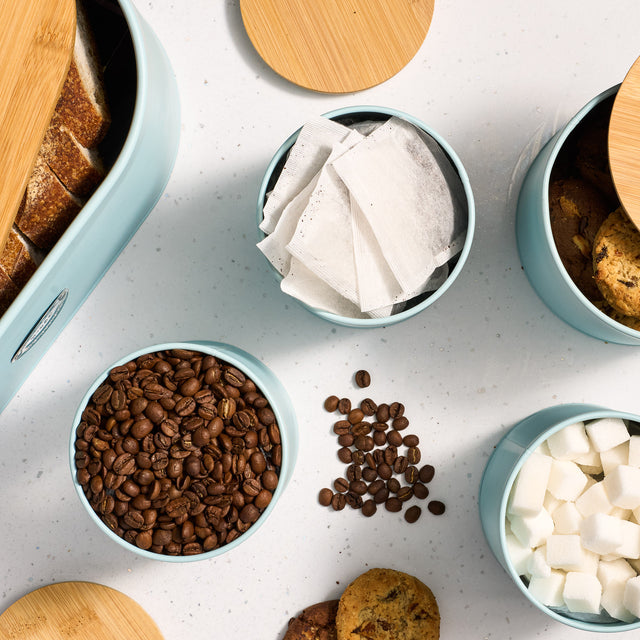 Cooks Professional 5 Piece Kitchen Storage Set with Bamboo Lids | Blue / Gold