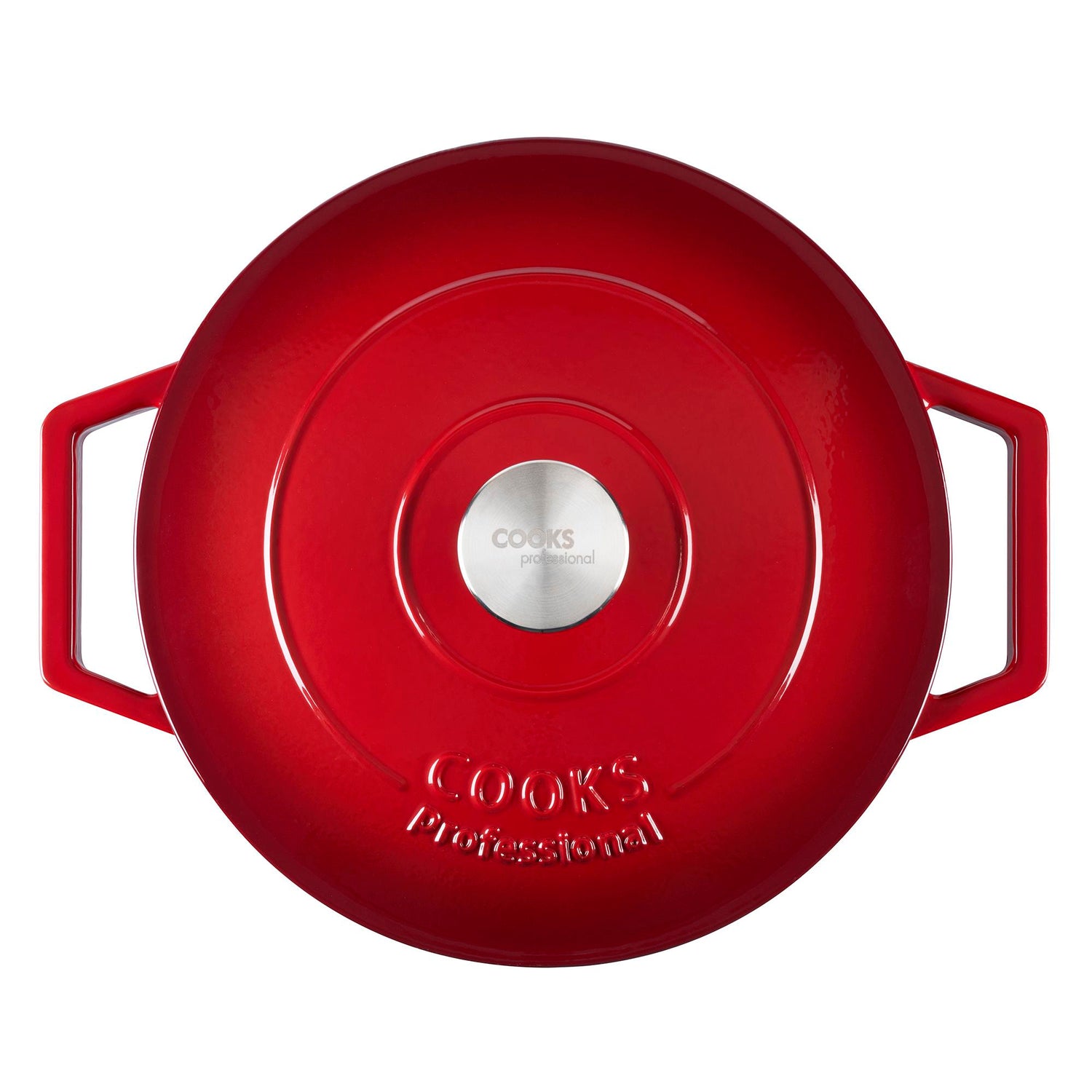 Cooks Professional 26cm Cast Iron Casserole | Graduated Red