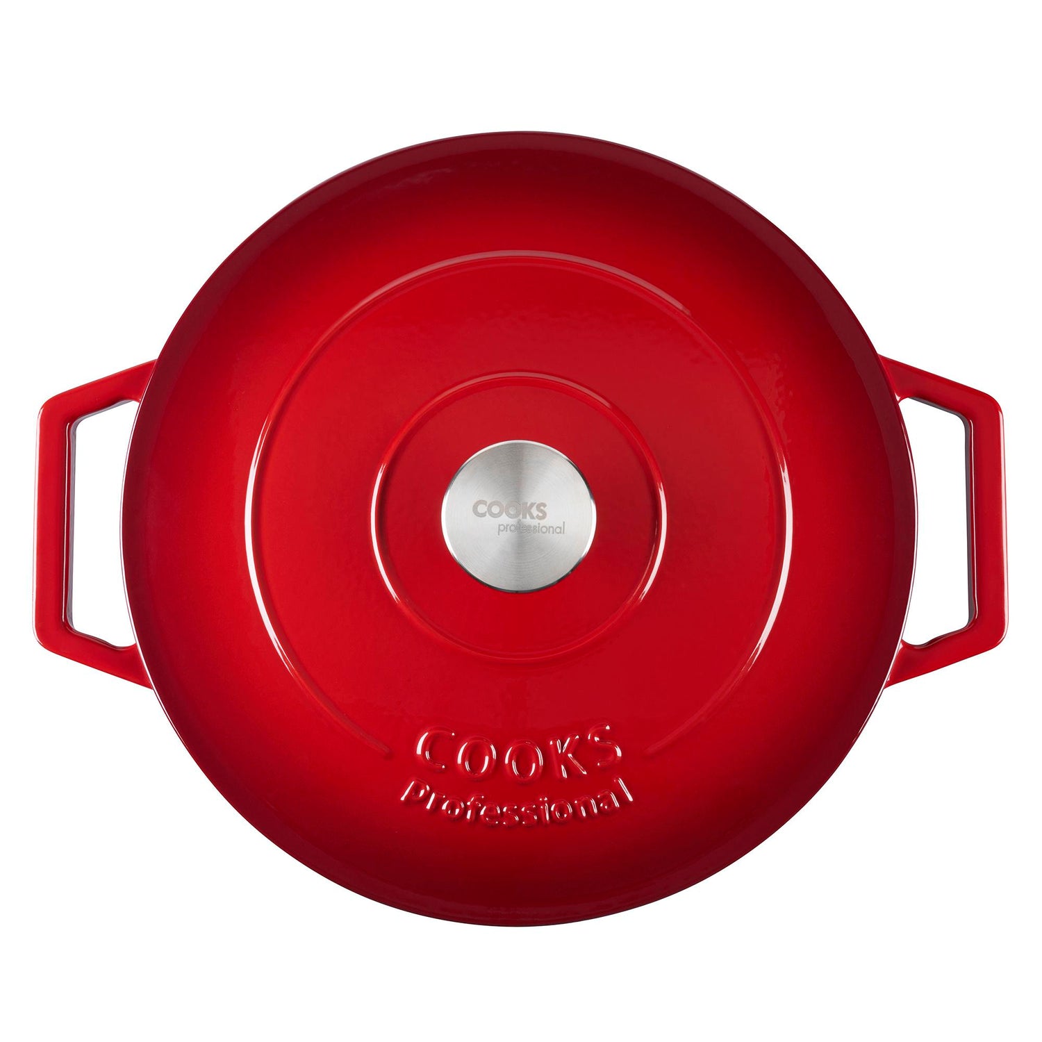 Cooks Professional 28cm Shallow Cast Iron Casserole | Graduated Red