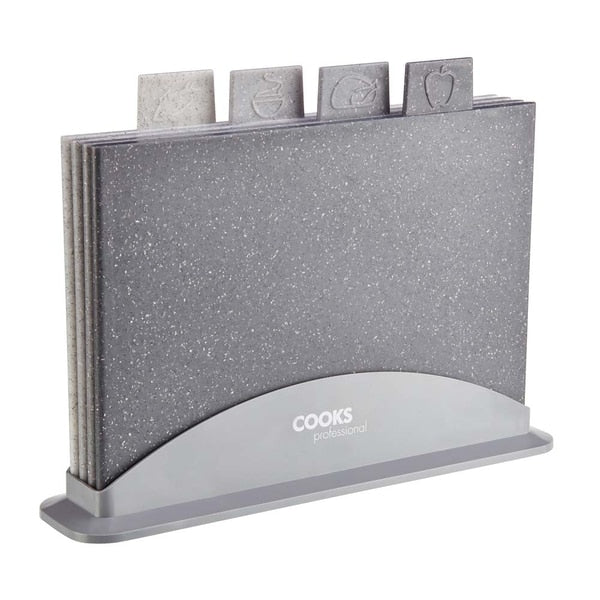 Cooks Professional 4 Piece Index Chopping Board Set | Granite effect