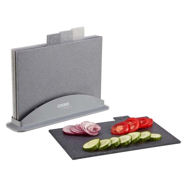 Cooks Professional 4 Piece Index Chopping Board Set | Granite effect