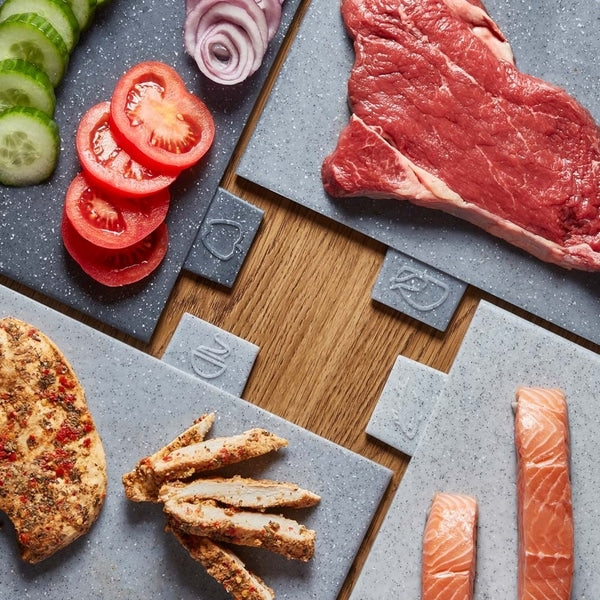 Cooks Professional 4 Piece Index Chopping Board Set | Granite effect