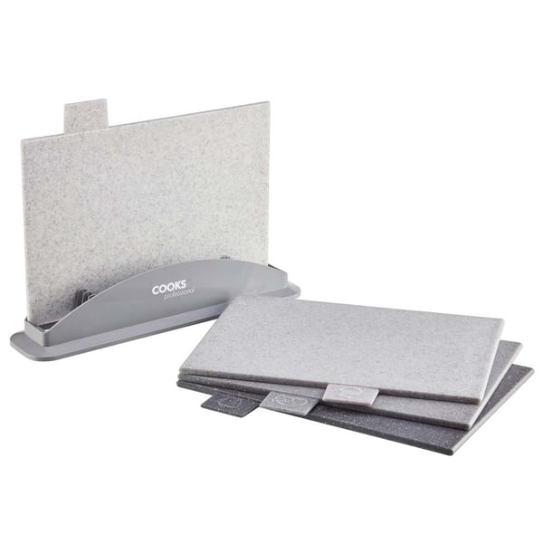 Cooks Professional 4 Piece Index Chopping Board Set | Granite effect