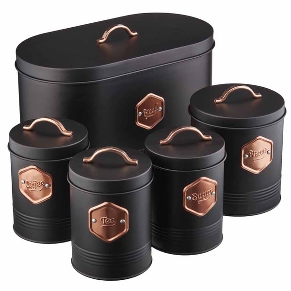 Cooks Professional 5 Piece Kitchen Storage Set | Black / Copper