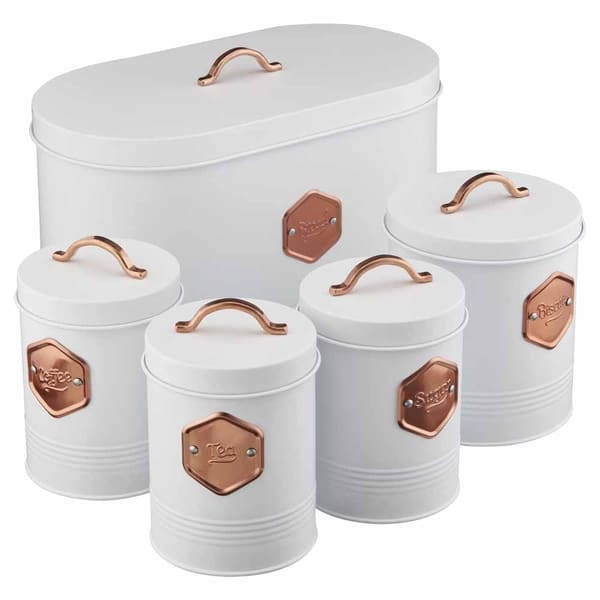 Cooks Professional 5 Piece Kitchen Storage Set | White / Copper