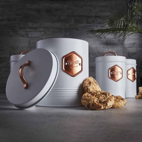 Cooks Professional 5 Piece Kitchen Storage Set | White / Copper