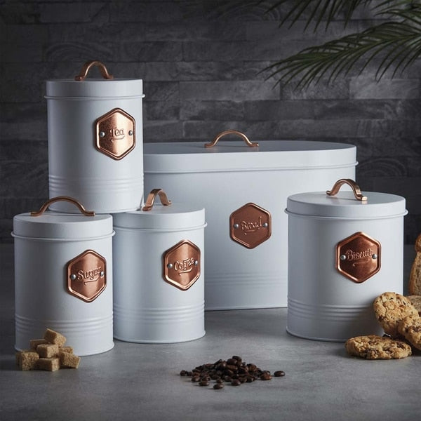 Cooks Professional 5 Piece Kitchen Storage Set | White / Copper