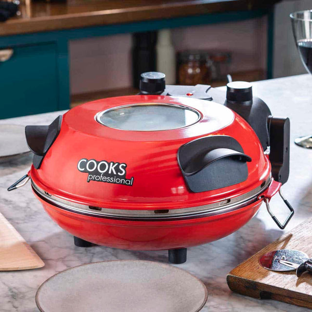 Cooks Professional Electric Pizza Oven Set | Red