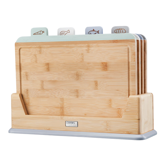 Cooks Professional 4 Piece Bamboo Index Chopping Board Set | Multi-Coloured