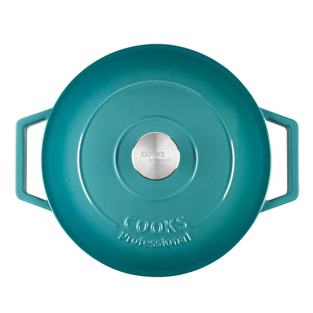 Cooks Professional 26cm Cast Iron Casserole | Graduated Teal