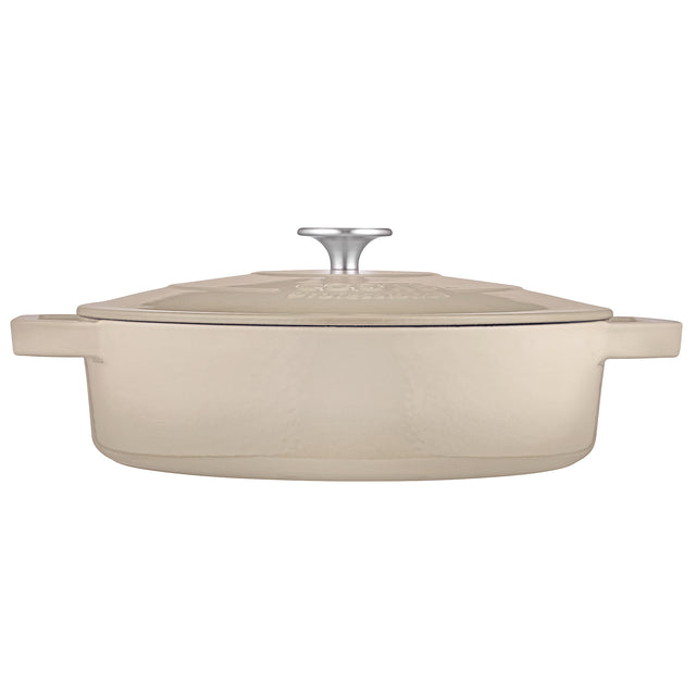 Cooks Professional 28cm Shallow Cast Iron Casserole | Off White