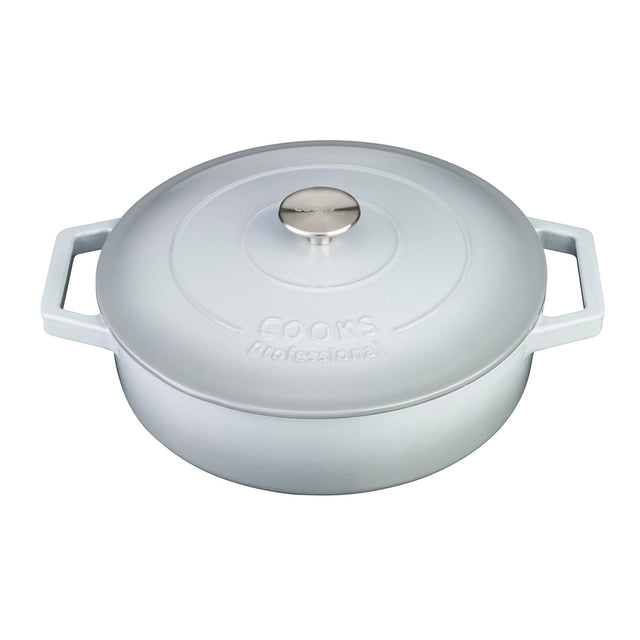 Cooks Professional 28cm Shallow Cast Iron Casserole | Graduated Grey