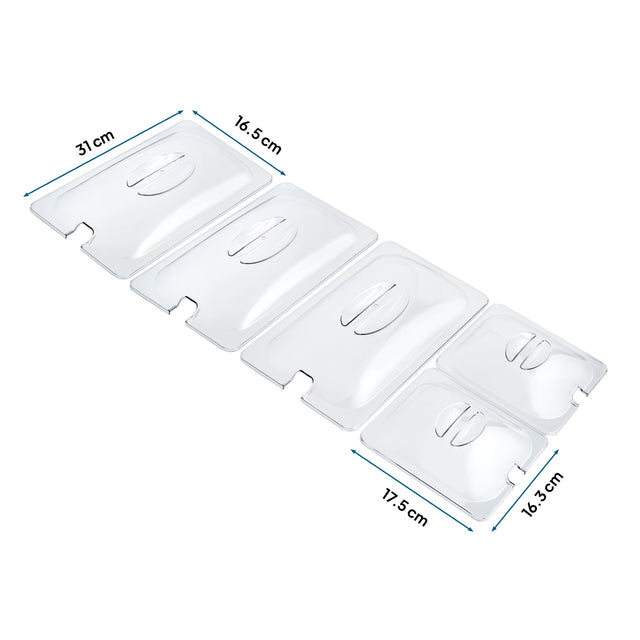 Cooks Professional Set of 5 Clear Lids for 5 Section Buffet Warmer