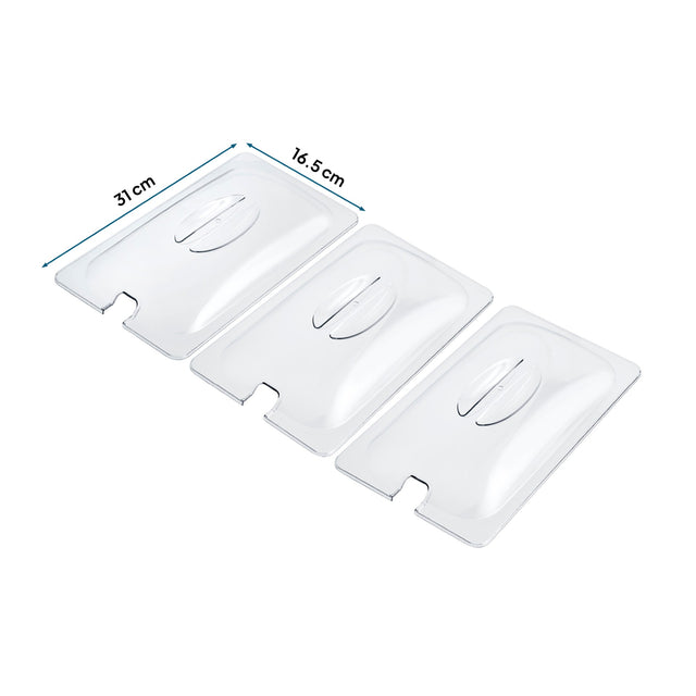 Cooks Professional Set of 3 Clear Lids for 3 Section Buffet Warmer | 31cm x 16.5cm