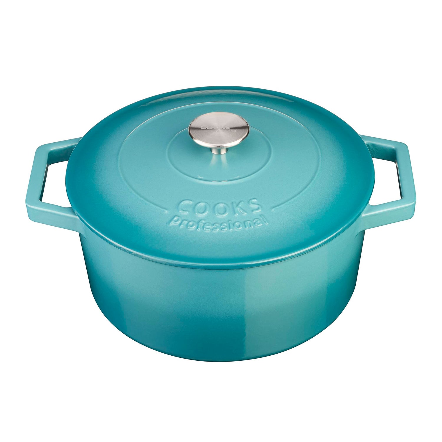 Cooks Professional 26cm Cast Iron Casserole | Graduated Teal