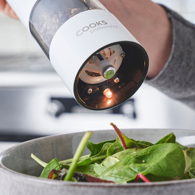 Cooks Professional Electric Salt and Pepper Mill Set | Black / White