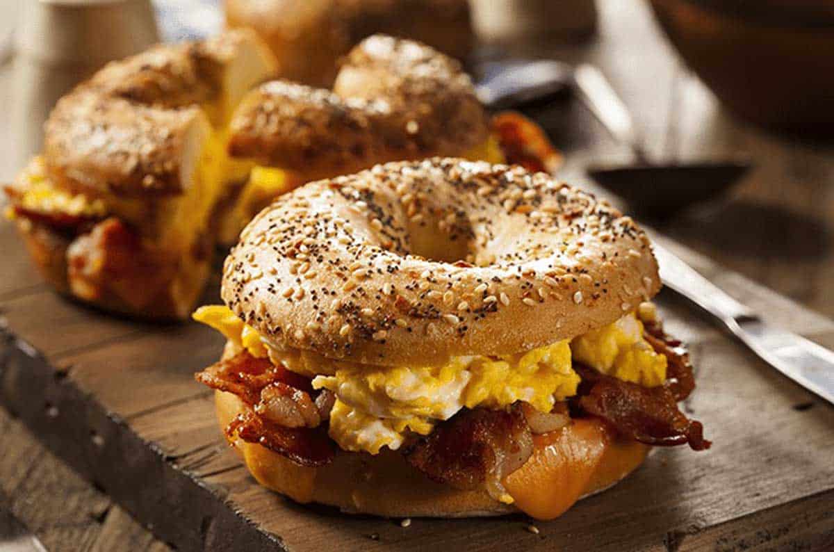 Bacon, Cheddar & Poached Egg Bagel