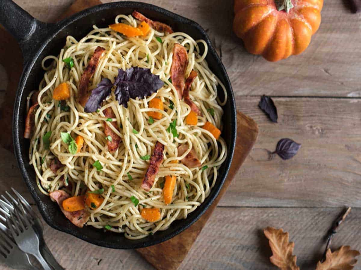 Butternut & Bacon Spaghetti