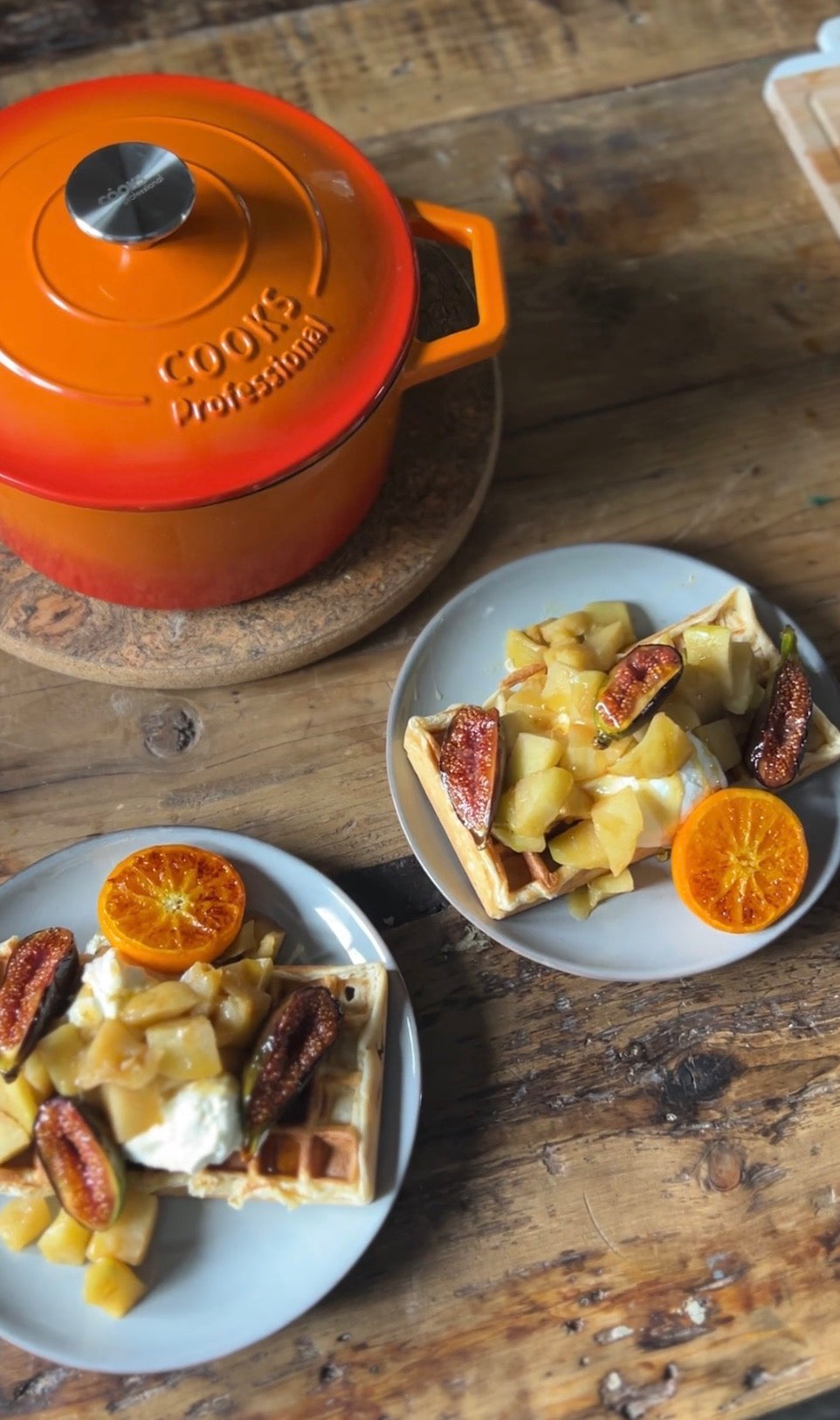 Stewed Apple, Cinnamon, and Fig Waffles