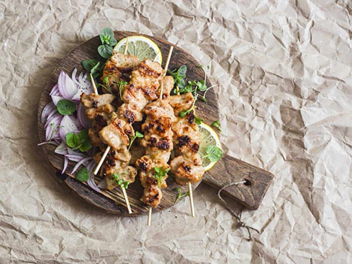 Chicken Satay with Cucumber Salad