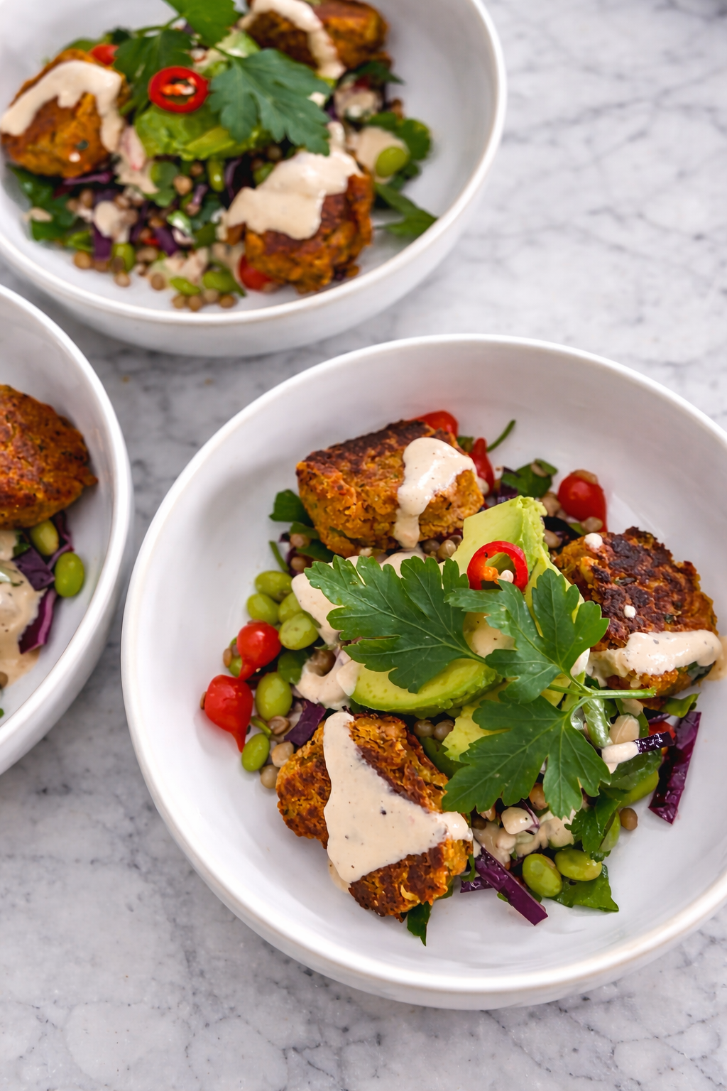 Easy-Peasy Falafels & Tahini Dressing