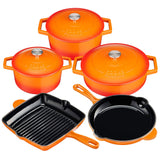 Cooks Professional Set of 5 Cast Iron | Orange