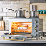 Cooks Professional Mini Oven | 28 Litre with 2 Hobs | Powerful 3200W | Grey Nordic
