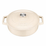 Cooks Professional 28cm Shallow Cast Iron Casserole | Ivory