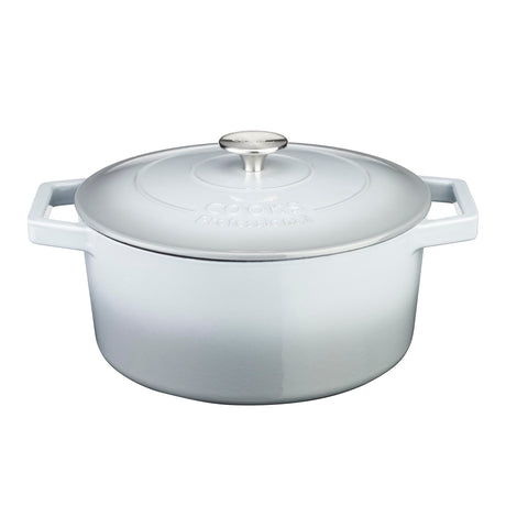 Cooks Professional Cast Iron Casserole 26cm | 5.8L Capacity | Enamelled Inside and Out | Graduated Grey