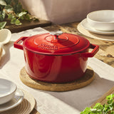 Cooks Professional Set of 3 Cast Iron Casserole | 20cm, 26cm and 28cm | Red