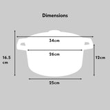 Cooks Professional Cast Iron Casserole 26cm | 5.8L Capacity | Enamelled Inside and Out | Graduated Red