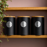 Cooks Professional 3 Piece Kitchen Storage Set with Bamboo Lids | Black / Silver