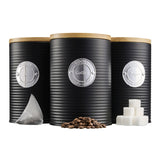 Cooks Professional 3 Piece Kitchen Storage Set with Bamboo Lids | Black / Silver