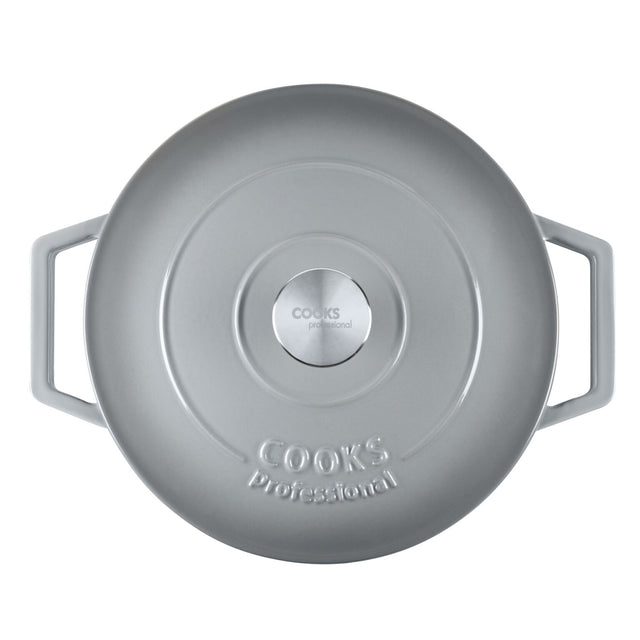 Cooks Professional 26cm Cast Iron Casserole | Grey