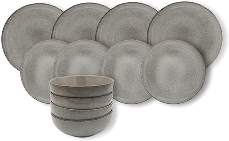 Cooks Professional Nordic Stoneware 26cm Dinner Plates | Set of 4 | Reactive Glaze | Grey
