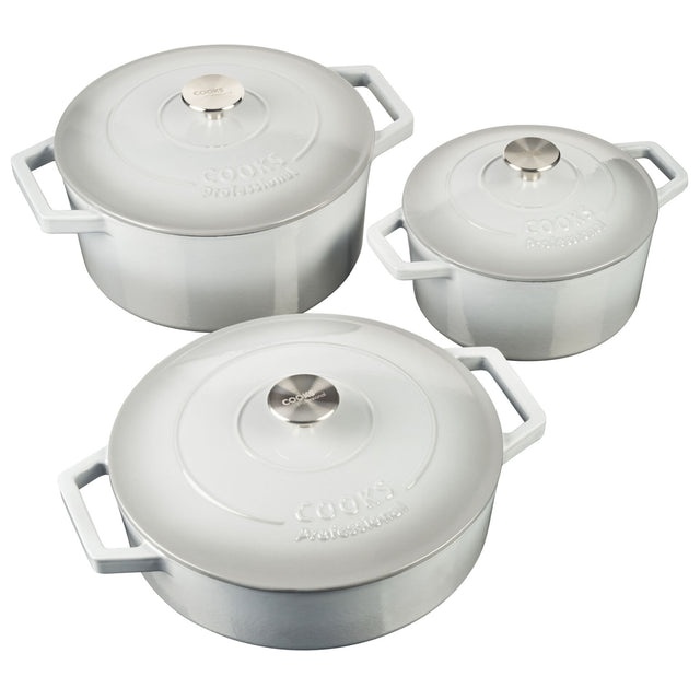 Cooks Professional Set of 5 Cast Iron | Grey